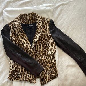 Elizabeth and James Animal Print Blazer with Dark Sleeves